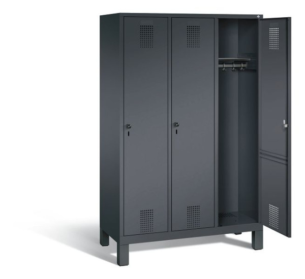 C+P Evolo garderobe, H1850xB1200xD500mm, kleur: zwart-grijs, 48010-32 S10059