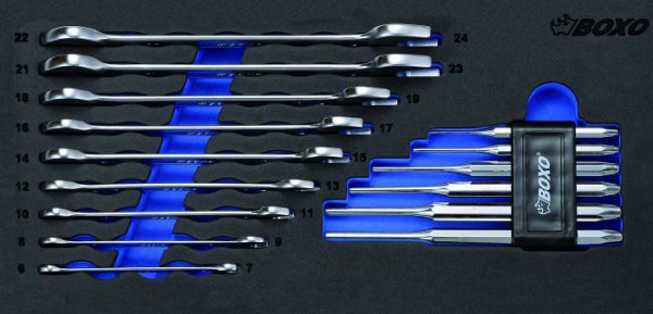 Boxo dubbele steeksleutel en stiftpons set, 15 stuks, VE: 10 stuks, BX041
