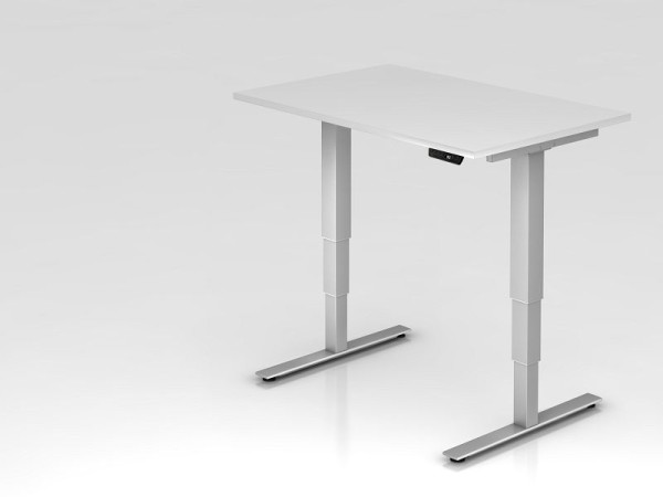 Hammerbacher elektrisch zit-sta bureau 120x80cm wit, werkhoogte 63,5 -128,5 cm, VXDSM12/W/S