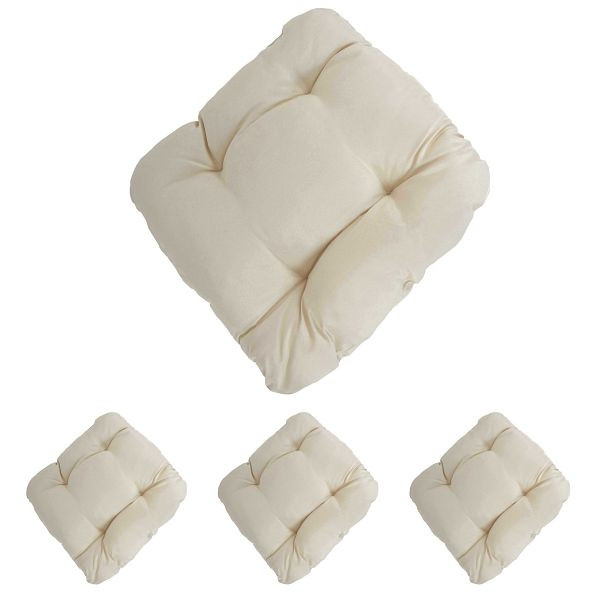 Mendler Set van 4 Dublin zitkussens, stoelkussens, 41x38x8cm, creme, 37609+37609