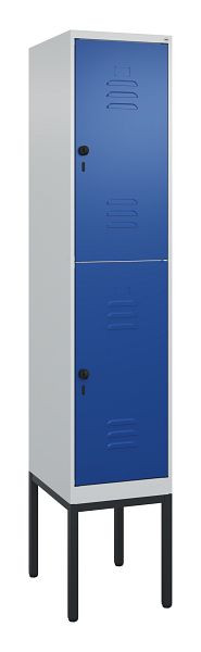 C+P Doppelstöckiger Spind Classic PLUS, Gestell, 2120x400x500mm, 7035/5010, Drehriegel, 0803307-12 S10003