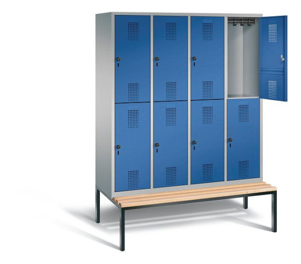 C+P locker dubbeldekker Evolo, H2090xW1590xD810mm, kleur: wit aluminium / gentiaanblauw, 48350-42 S10253