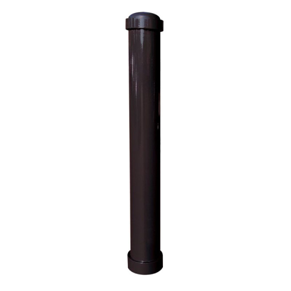 Stone HGS stijl tuinpaal Ø 108 mm met halfronde stalen kap, vast / voor pluggen, geel gecoat met zwarte strepen, 1 oog, 4971pbsonder-gs-1