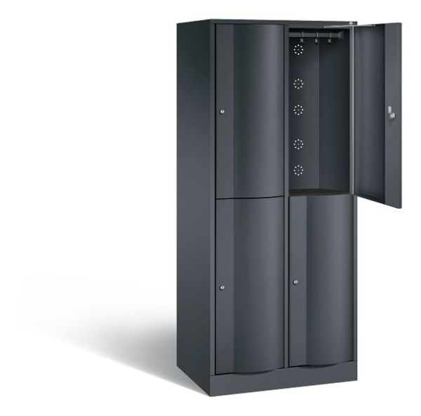 C+P locker dubbellaags Resisto, H1950xW772xD540mm, kleur: zwart-grijs, 8270-272 S10056