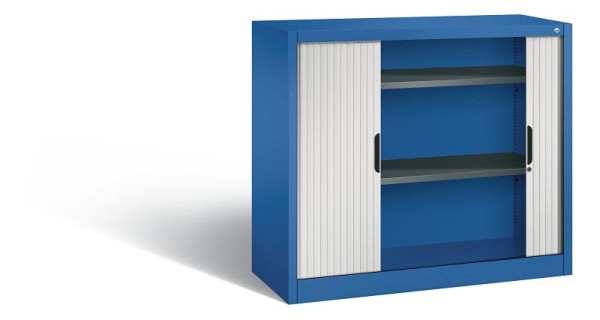 C+P dressoir met rolluik Omnispace, H1030xB1200xD420mm, kleur: gentiaanblauw/lichtgrijs, verzonken greep, 2 niveaus, 3243-00 S10189