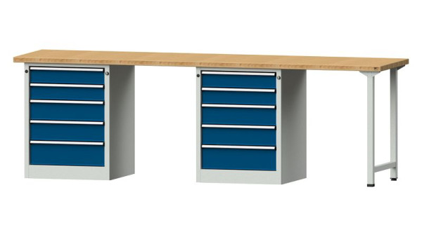 ANKE werkbanken combinatie werkbank, model 915 V, 2800 x 700 x 890 mm, RAL 7035/5010, BMP 40 mm, 415.129