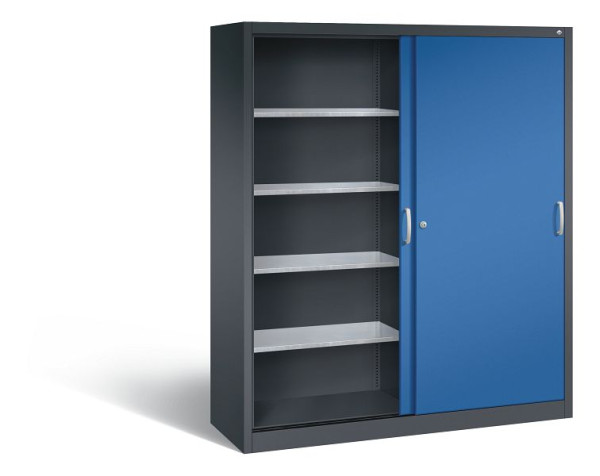C+P schuifdeurkast Acurado, H1950xB1600xD500mm, kleur: zwartgrijs / gentiaanblauw, 2159-002 S10006