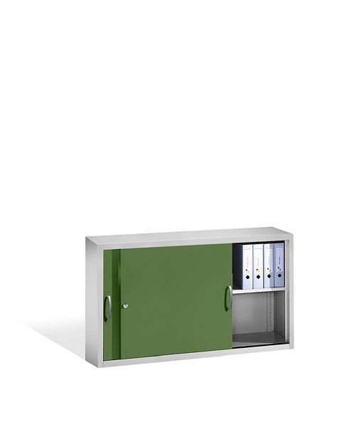 C+P bovenkast Acurado, H790xB1600xD400mm, kleur: lichtgrijs / reseda groen, beugelgreep, 2 niveaus, 2145-00 S10085