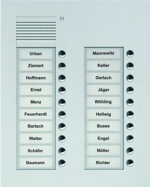 TCS audio buitenstation serie PUK 20 belknoppen (rechts uitgelijnd), 2 kolommen, UP zilver, PUK20/2-EN