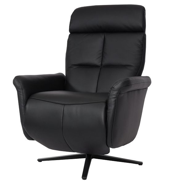 Mendler relaxstoel HWC-L10, design tv-stoel, tv-stoel, ligstoel, ligfunctie, volledig leer, zwart, 98378