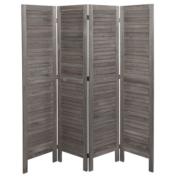 Mendler Paravent HWC-G30, scheidingswand, room divider, shabby look 170x162cm, grijsbruin, 94462