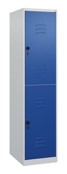 C+P Doppelstöckiger Spind Classic PLUS, 1700x400x500mm, 7035/5010, Drehriegel, 0803007-12 S10003
