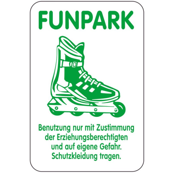 Steen HGS speciaal bord, FUNPARK, alleen gebruiken met toestemming van de wettelijke voogd..., 400 x 600 mm, 15003