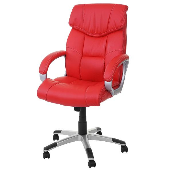 Mendler bureaustoel HWC-A71, directiestoel, bureaustoel, imitatieleer, rood, 14054
