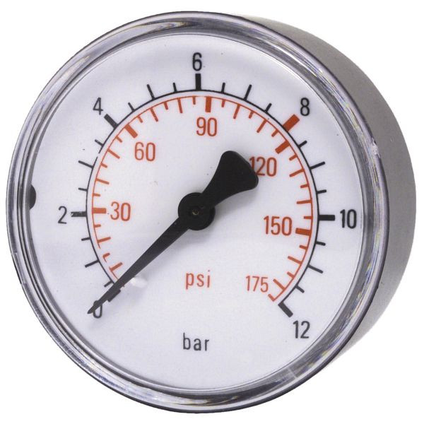 ELMAG manometer 0-12 bar, Ø 63 mm, Ø 1/4' buitenzijde voor bandenpomp, 46122