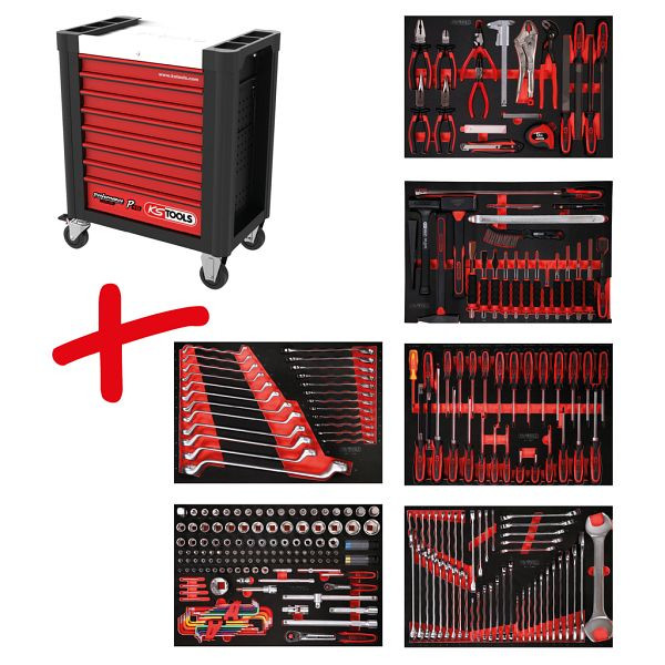 KS Tools PERFORMANCEplus werkplaatswagenset P10, met 284 gereedschappen en 6 laden, 810.6284