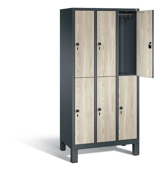 C+P locker, dubbellaags Evolo, H1850xB900xD500mm, kleur: antracietgrijs / Sen ash decor, 48310-30 S10461