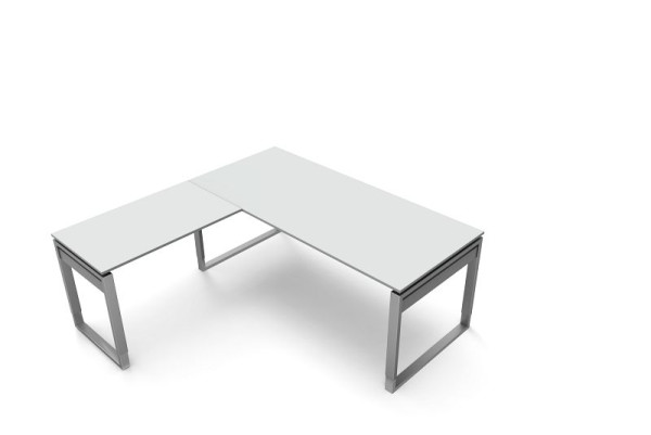 Kerkmann bureau B 1800 x D 800 x H 680-820 mm met aanschuiftafel, vorm 5, kleur: lichtgrijs, 11405611