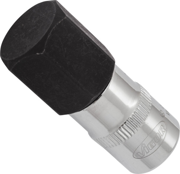 VIGOR schroevendraaierbit, hol vierkant 10 mm (3/8 inch), binnenzeskantprofiel, 19 mm, V6140