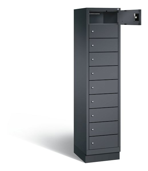 C+P lockerkast Evolo, H1850xB420xD500mm, kleur: zwart-grijs, 48020-1210 S10046