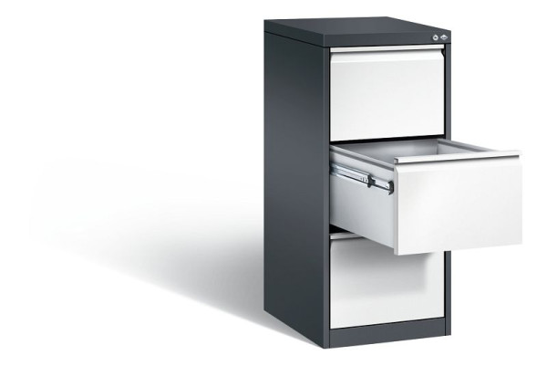 C+P hangarchiefkast Acurado, H1045xB433xD590mm, kleur: zwartgrijs / verkeerswit, handgreep, 12423-311 S10086