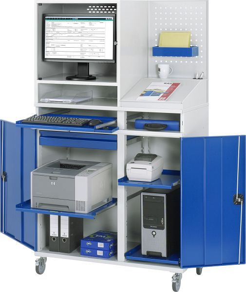 RAU computerkast - model 68, B1100xD520xH1895mm, monitorbehuizing B650 x D520 x H710mm, middensteun voor het verdelen van de inbouwbreedte, 07-1100T-M68-MG5F.11