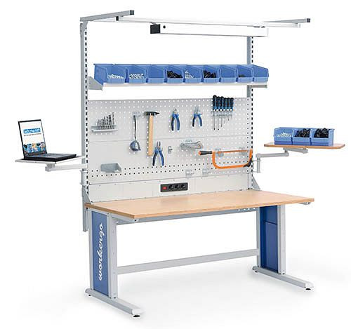 Bedrunka + Hirth meerwandige bouwvakkergo met bovenframe, 1x energiekanaal, 2x geperforeerde plaat, 1x legbord, 2x zwenkarm, 1500 x 750 x 1250 mm, 4C150-4
