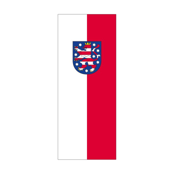 Stein HGS HGS deelstaatvlag van Thüringen, 300 x 120 cm (staand formaat), met kunststof karabijnhaak, FlagTop 110 g/m², voor vlaggenmasten 7 m, met ajoursteek voor Ø 4 cm giek, 26700