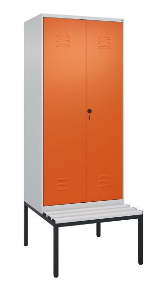 C+P luierkastje Classic PLUS SW, 2 vakken, 2120x800x815mm, 7035/2004, draaibare sluiting, met bank eronder, 0800527-22 S10091