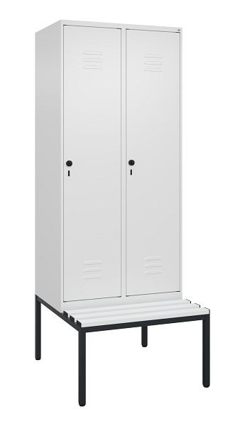 C+P luierkluis Classic PLUS met middenwand, bank, 2 vakken, 2120x800x815mm, 9016/9016, draaibare sluiting, 0800507-22F S10044