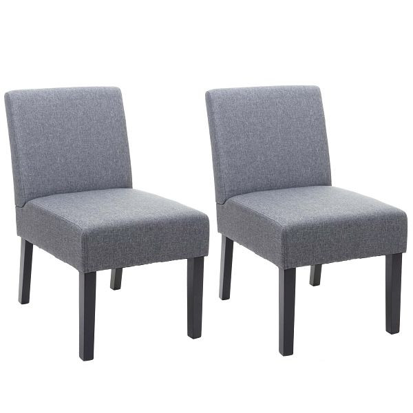 Mendler set van 2 eetkamerstoelen HWC-F61, stoel loungestoel, stof/textiel, donkergrijs, 70172