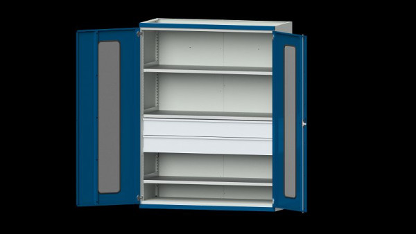 ANKE werkbanken, zware kast, model 302, 1485 x 630 x 1950 mm, zichtvlak van plexiglas, RAL 7035/5010, 620.282