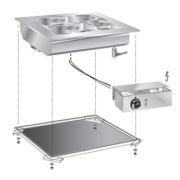 Gastro-Inox drop-in bain marie 60cm met aansluitdoos, 160.546