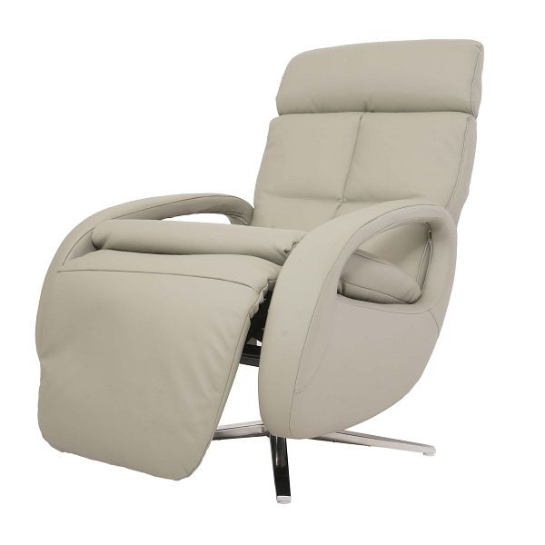 Mendler relaxstoel HWC-L11, design tv-stoel, tv-stoel, ligstoel, ligfunctie, volledig leer, grijs, 98402