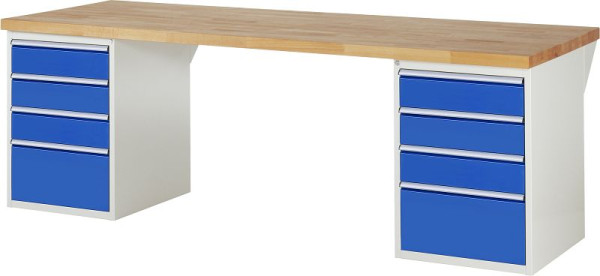 RAU werkbank serie 7000 - modulair ontwerp, 8 x laden, 2500x840x900 mm, 03-7510A3-259B4S.11