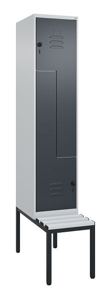 C+P Z-Spind Classic PLUS, met onderbank, 2 vakken, 2120x400x815mm, 7035/7016, draaigrendel, 0800537-122 S10038