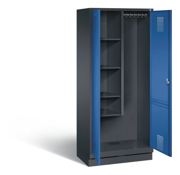 C+P reinigingsmiddelenkast Evolo, H1800xW810xD500mm, kleur: zwartgrijs / gentiaanblauw, 48120-02 S10165