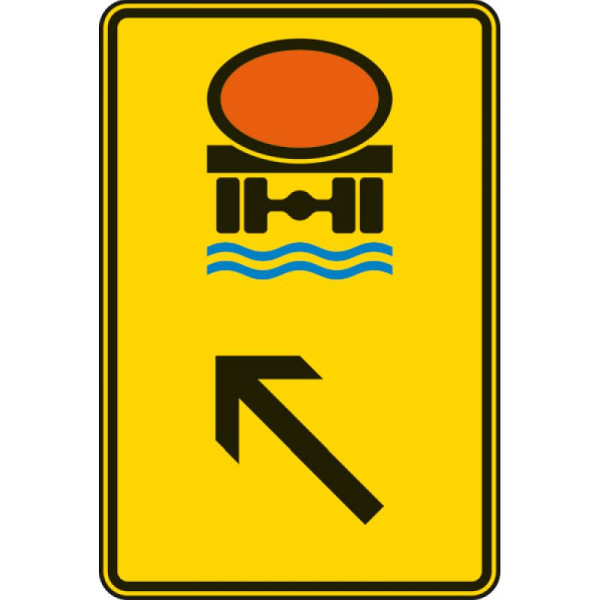 Stenen HGS wegwijzer voor voertuigen met watervervuilende lading (links rangschikken) nr. 422-15, 900x600mm /RA1/vlakke vorm 2mm, 422-15-211