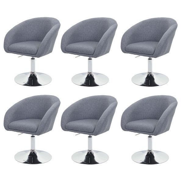 Mendler set van 6 eetkamerstoelen HWC-F19, keukenstoel, draaistoel, loungestoel, draaibaar, in hoogte verstelbaar, stof/textiel donkergrijs, 6x94684