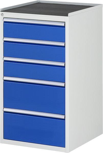 RAU ladekast serie 7000, metalen onderstel, 5 x lade afmeting L 3xH150, 2xH240 mm, 580x1035x650 mm, 03-L7.4A-MT.11