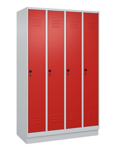 C+P Umkleidespind Classic PLUS, Sockel, 4 Abteile, 1950x1200x500mm, 7035/3020, Drehriegel, 080020-40 S10002