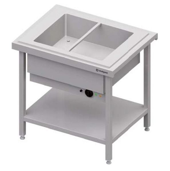 Stalgast warm serveren met au bain-marie bekken 2x GN1/1, 920x735x880, RVS deksel, CF09109