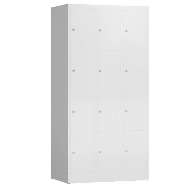 Lüllmann ClassiX lockerkast, 3 compartimenten met elk 4 compartimenten, 1800 x 870 x 500 mm, signaalwit, X-520437