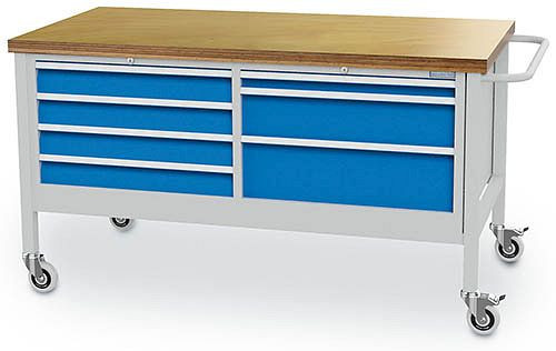 Bedrunka + Hirth gereedschapswagen T736 R 24-24, 4x100, 1x50, 1x150, 1x200 mm, lade volledig uittrekbaar 100%, 1500 x 750 x 860 mm, 04.15.43V