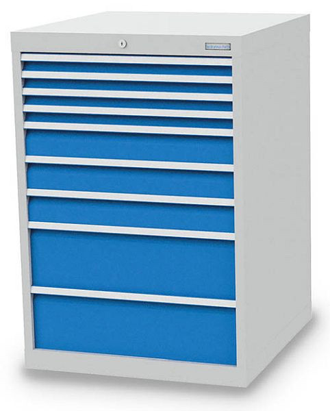 Bedrunka + Hirth ladekast, diepte 736 mm, R 24-24, aantal laden: 9, 705 x 736 x 1019 mm, paneelhoogte in mm: 4x50, 3x100, 2x200, 700 / 4302V10