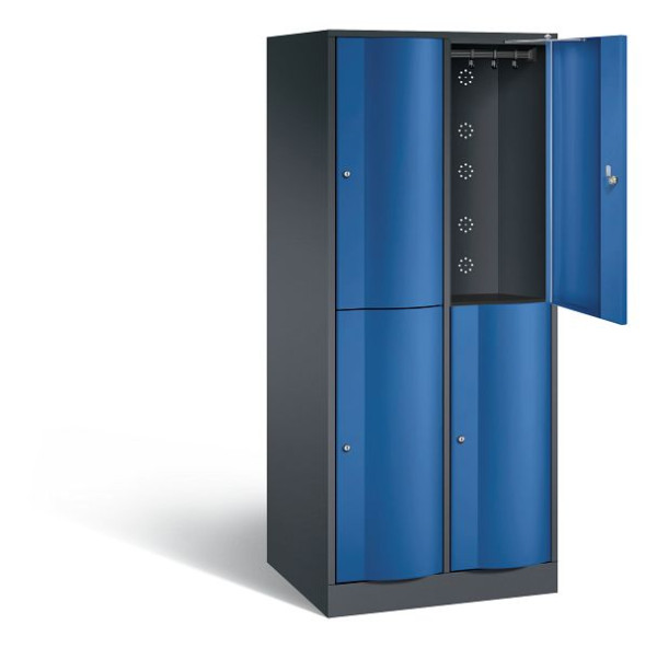 C+P locker dubbellaags XL Resisto, H1950xW772xD640mm, kleur: zwartgrijs / gentiaanblauw, 8270-273 S10035