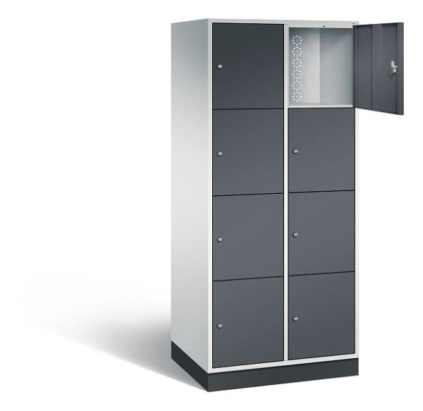 C+P XL lockerkast Intro, H1950xW820xD590mm, kleur: lichtgrijs / zwartgrijs, 8470-203 S10062