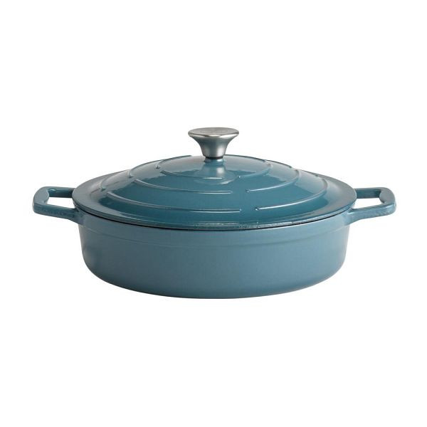 APS braadpan met deksel "5 STARS", gietijzer, geschikt voor inductie, ovenbestendig, inclusief dekselhouder, Ø 28 cm, 3 liter, turquoise, 88314