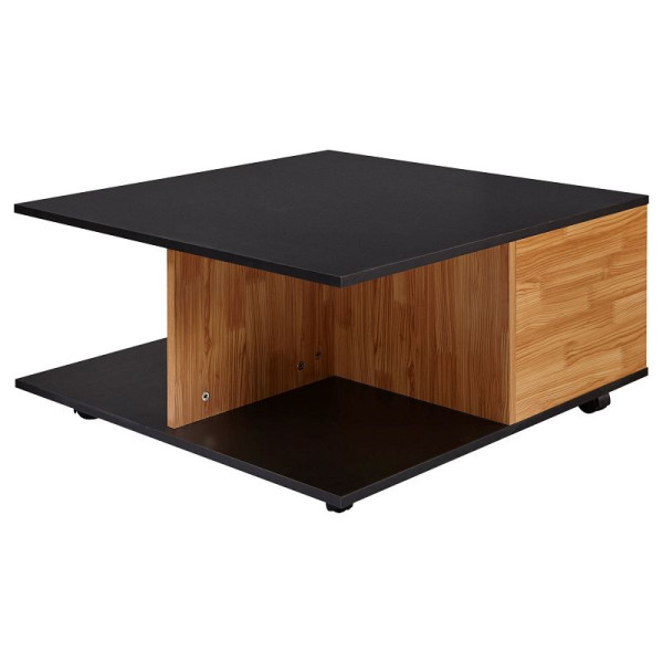 Wohnling Design salontafel 70x70 cm antraciet/zandeik, met 2 laden & 2 vakken, WL6.067