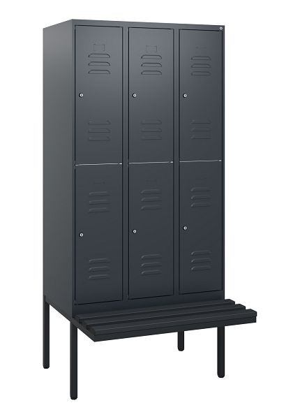 C+P dubbeldekskast Classic PLUS, 3 compartimenten, 1950x900x815mm, 7016/7016, cilindersloten, zwevende zitting, 0803405-30 S10087